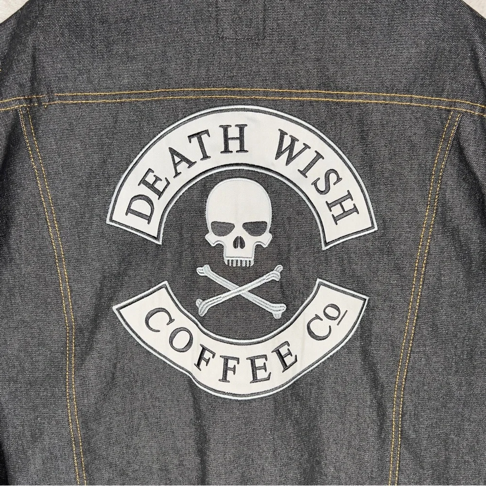 Death Wish Coffee Co. Limited Edition Jean Jacket Men's 2XL Dark Wash Denim‎